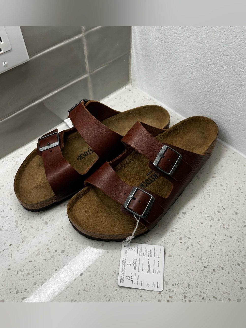 Birkenstock Arizona BS Vintage Wood Roast Doppia fascia Leather Brown Sz. 43 M10